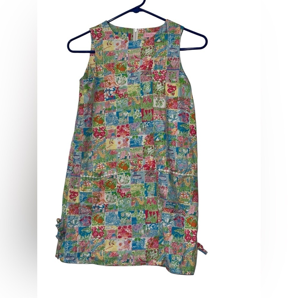 Lilly Pulitzer girls Multicolor postcard states shift Dress Sz 12